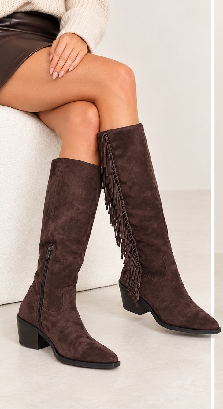 Universal Thread Patsy Chocolate Fringe Western Boots 7.5 NWT